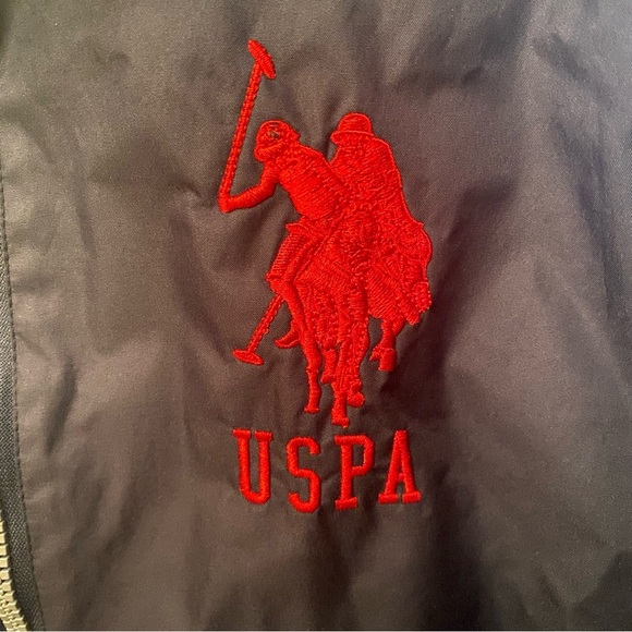 Vintage U.S. POLO ASSN. Navy Red Embroidery Zip Windbreaker Hoodie Jacket-Small - Picture 3 of 8